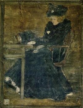 莫裡斯 巴西 加斯特 Seated Woman in Blue